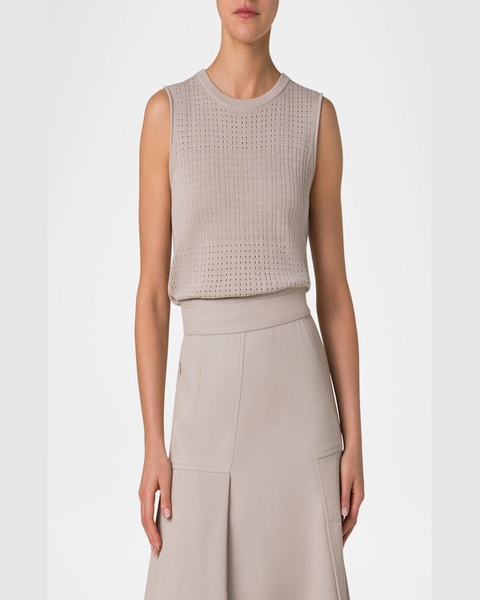 Sleeveless Ajoure Knit Top
