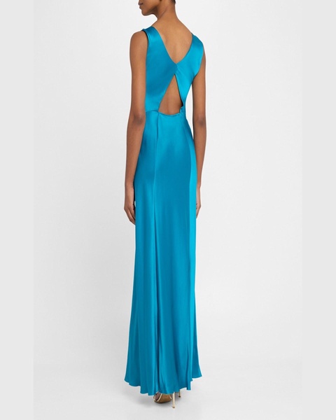 Cowl-Neck Sleeveless Satin Gown