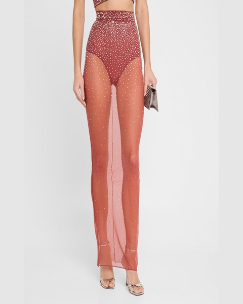 Column Maxi Skirt in Crystal Mesh
