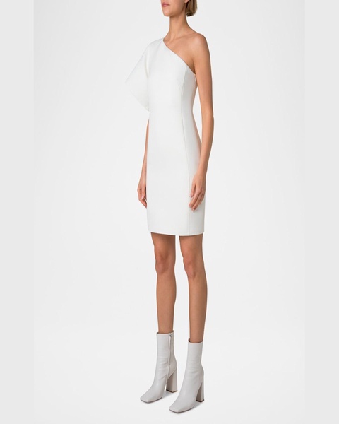 One-Shoulder Structured-Sleeve Mini Dress