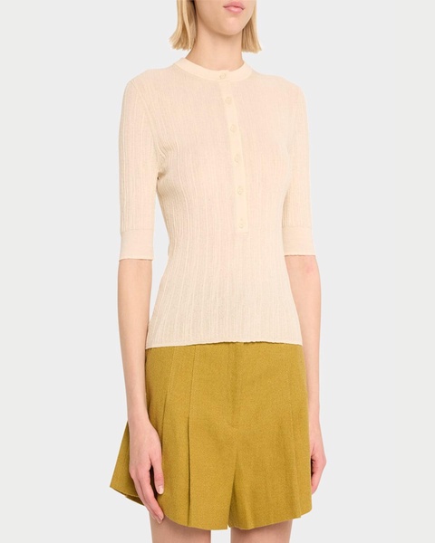 Fisher Pleated Button-Front Top