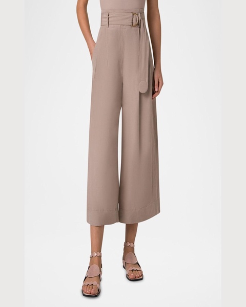 Fiorella Belted Wide-Leg Culotte Pants