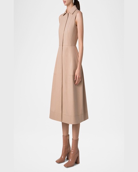 Sleeveless Cotton Midi Shirtdress