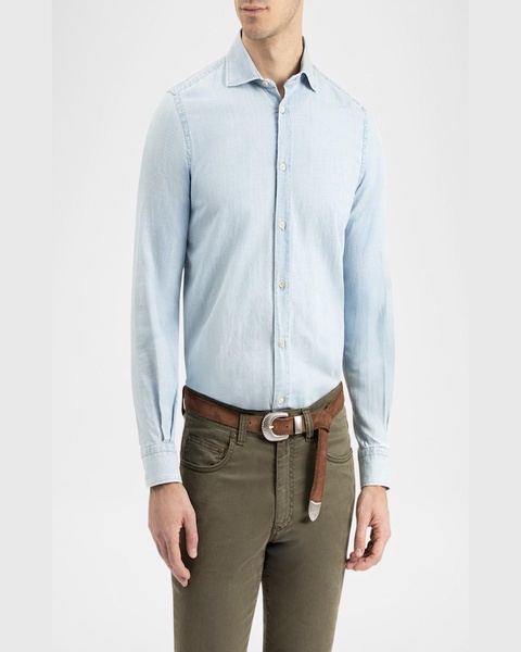 Men's Denim Button-Down Shirt