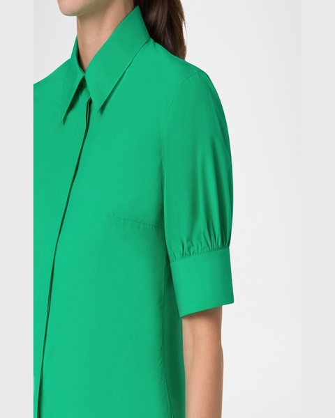 Short-Sleeve Cotton Poplin Button-Down Blouse