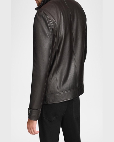 Men's Leather Jacket with Removable Faux Fur Lining