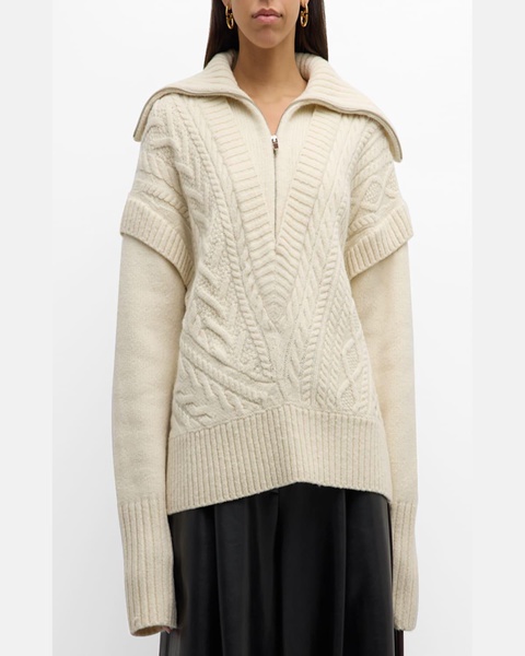 Callie Cable-Knit Half-Zip Sweater