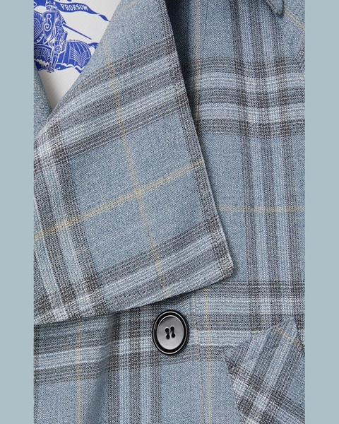 Check Double-Breasted Short Trench Coat
