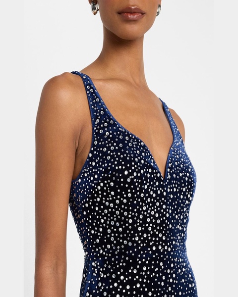 Singlet Crystal Velvet Sweetheart Column Gown