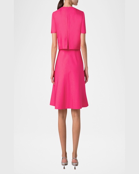 Layered Short-Sleeve Silk Dress