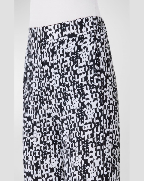 Marla Mini Half Circle Grid-Print Straight-Leg Moss Crepe Pants