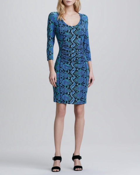 Square-Neck Stretch Mikado Midi Dress