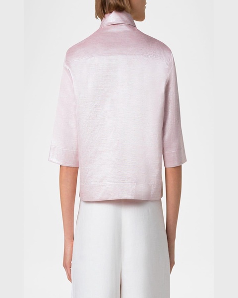 Cotton Linen Button-Front Blouse