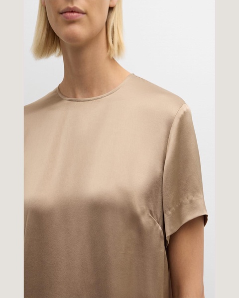 Crewneck Viscose Satin Top