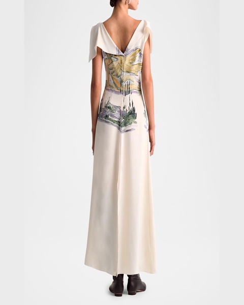 Jophee Drape Cap-Sleeve Maxi Dress