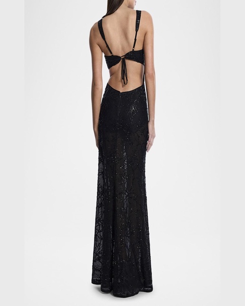 Sequin-Embellished Cutout Gown