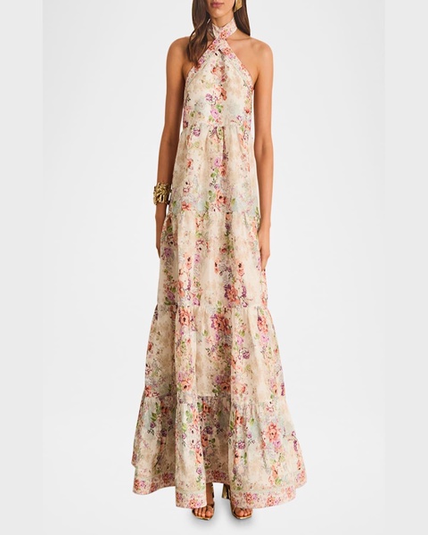 Evelyn Backless Halter Maxi Dress
