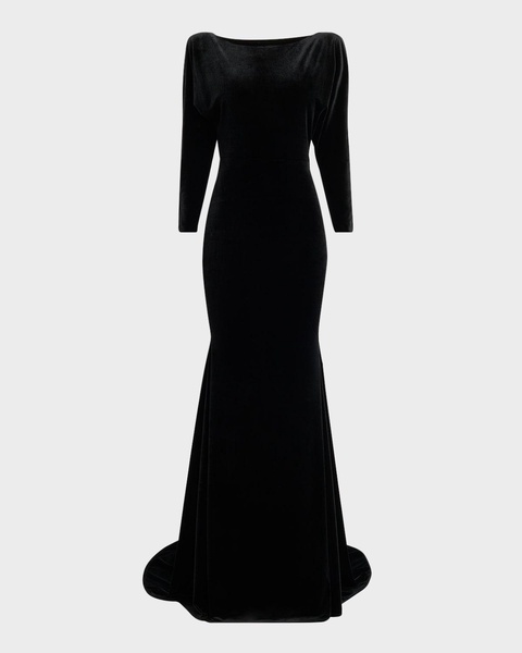 Velvet Gown with Open Cowl Back