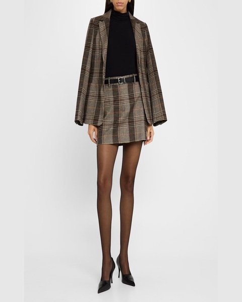 Plaid-Print Tailored Mini Skirt