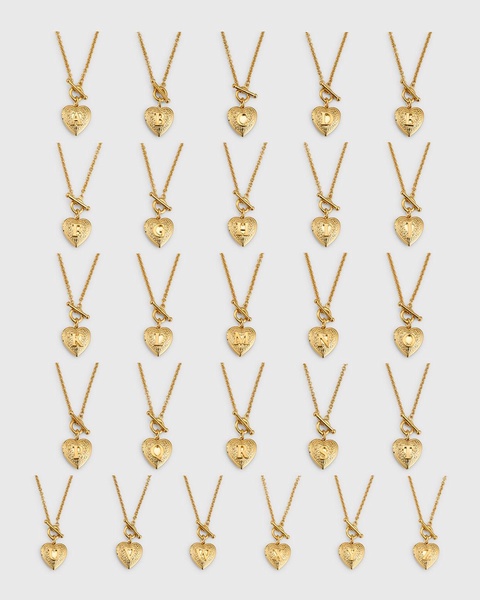 Gold Heart Initial Locket Necklace