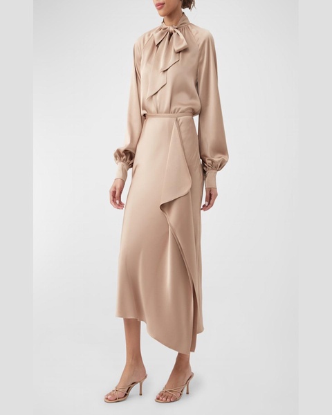 Daisha Tie-Neck Satin Top