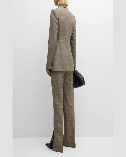 Prince Straight-Leg Plaid Houndstooth Trousers