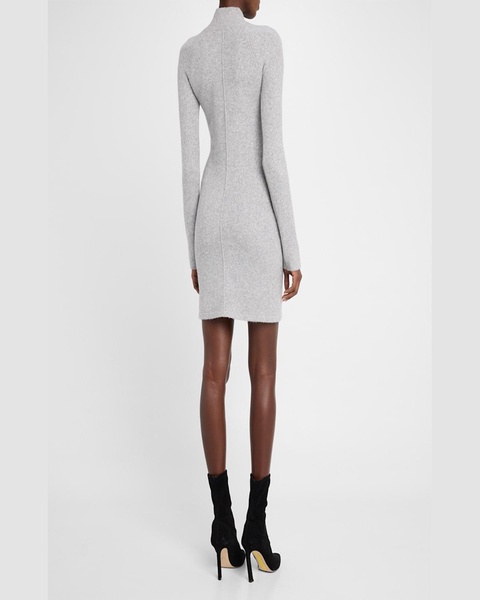 Merino Wool Blend Mock-Neck Midi Dress