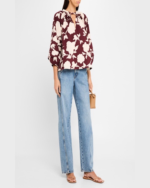 Tule Floral-Print Organic Cotton Top
