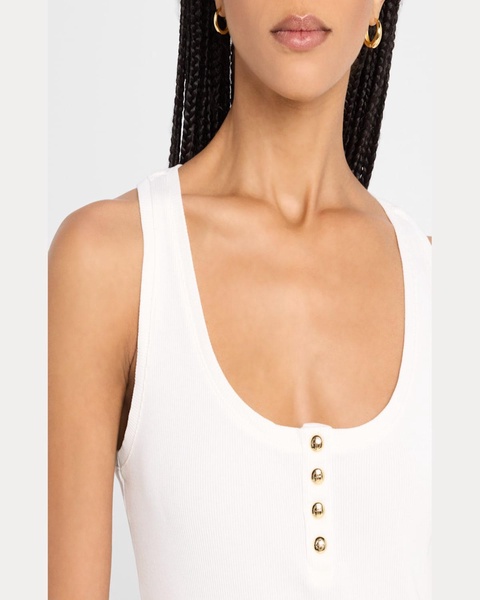 Alessia Ribbed Button Tank Top 