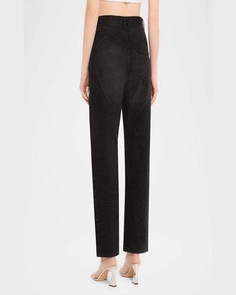 Crystal Cutout Slit Straight Leg Jeans