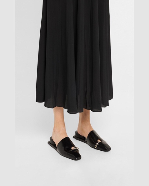 Leather Toe-Ring Ballerina Mules