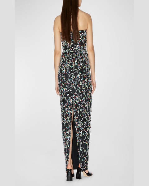 Lena Sequin Embroidered Strapless Gown