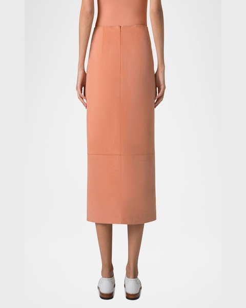 Nubuck Leather Midi Pencil Skirt