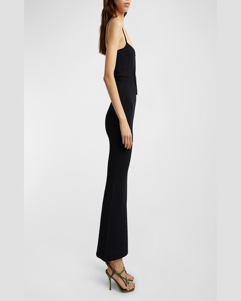 Salacia Plunging Wavy U-Ring Sleeveless Maxi Dress