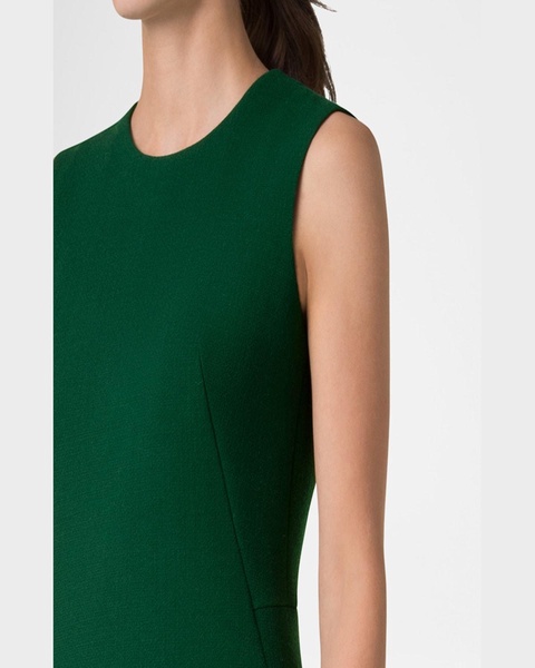 High-Low Wool Crepe Midi Dress