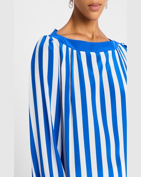 Striped Silk Long-Sleeve Blouse