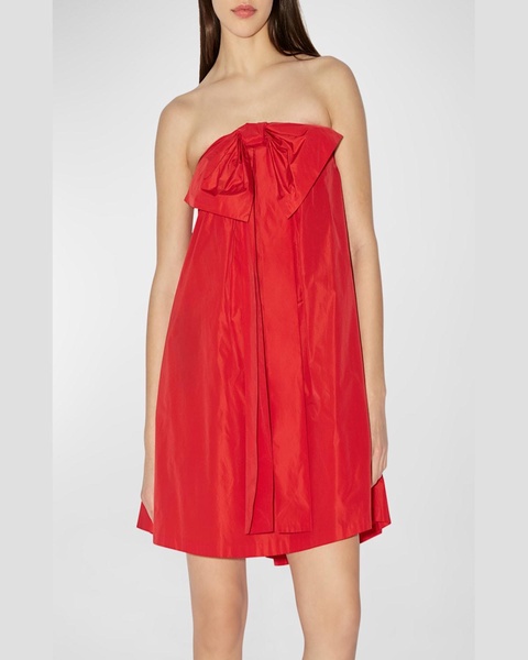 Bow Strapless Babydoll Mini Dress
