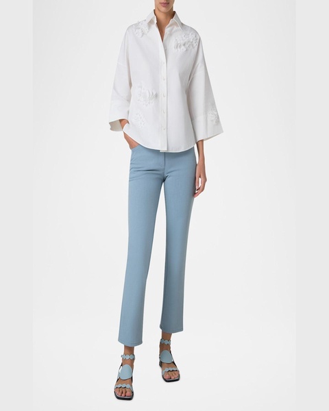 Carnation Applique Button-Down Cotton Shirt