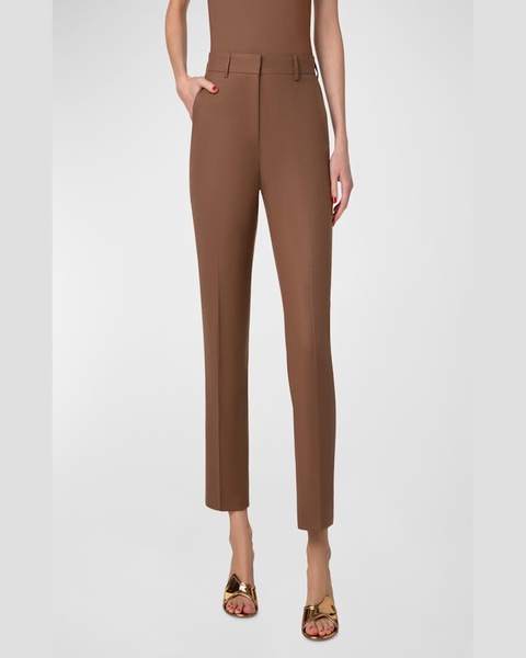 Flavin Stretch Wool Flannel Conical-Leg Ankle Pants