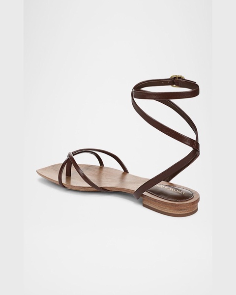 Allegra Leather Flat Ankle-Strap Sandals