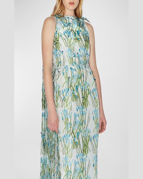 Charlene Sequin Embroidered Cape Gown