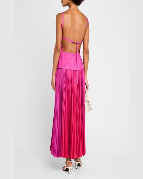Leasgill Pleated Open-Back Dress