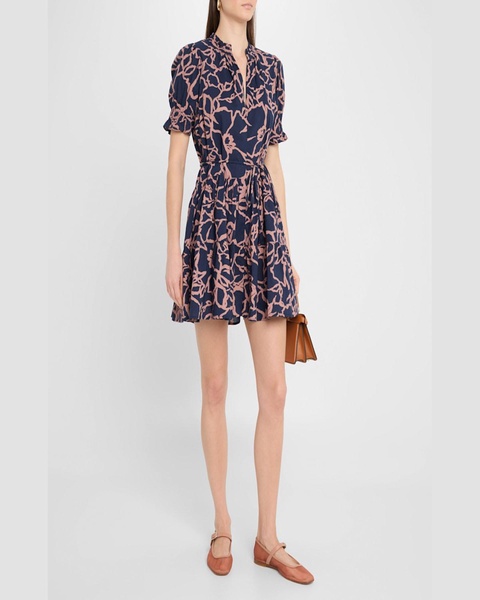 Las Almas Tiered Floral-Print Mini Dress