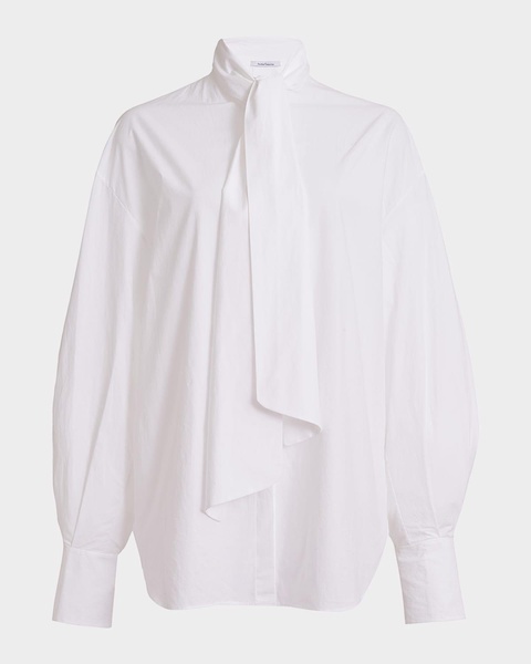 Bow-Neck Silk Georgette Blouse
