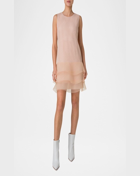 Tiered Ruffle Embroidered Sleeveless Mini Dress