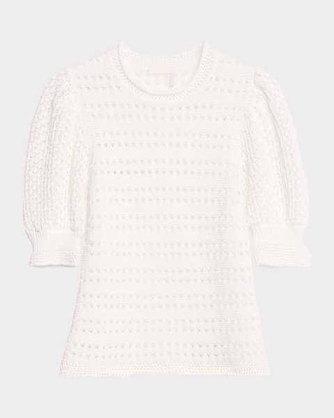 x High Summer Crochet Puff-Sleeve Top