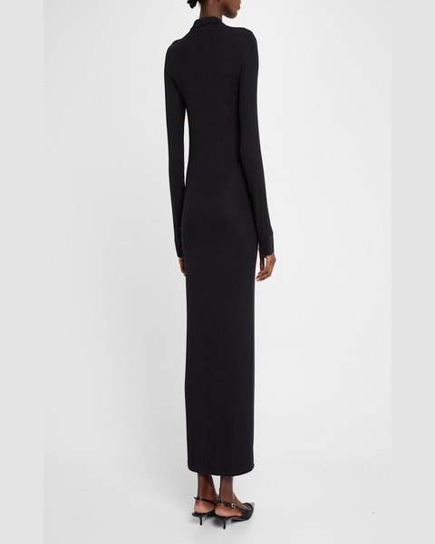 Modal Rib Long-Sleeve Maxi Shirtdress