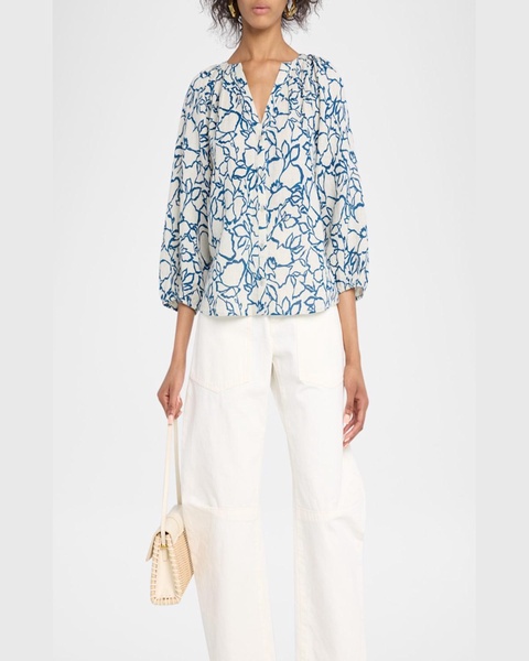 Mitte Floral-Print Linen Top