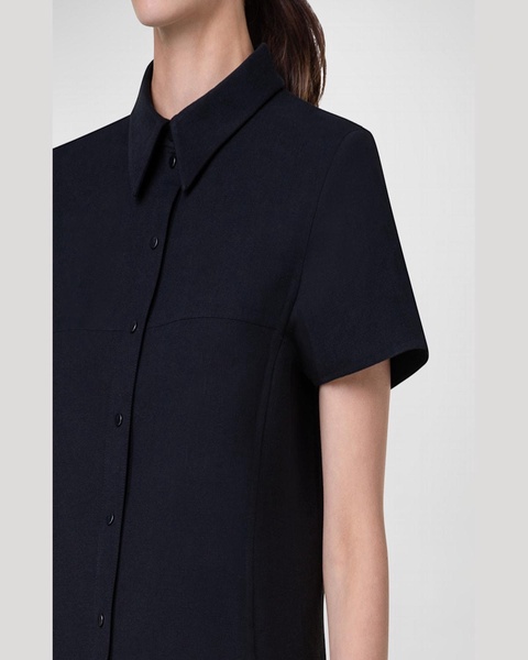 Cotton Silk Button-Front Polo Dress