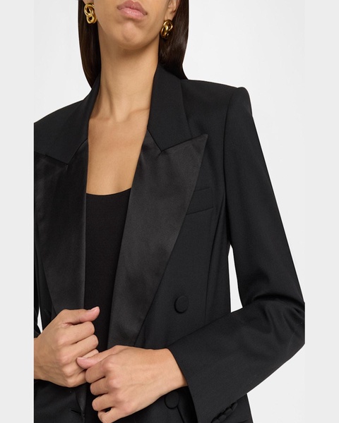 Double-Breasted Seasonless Wool Tuxedo Blazer